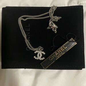 Chanel Silver Logo Necklace